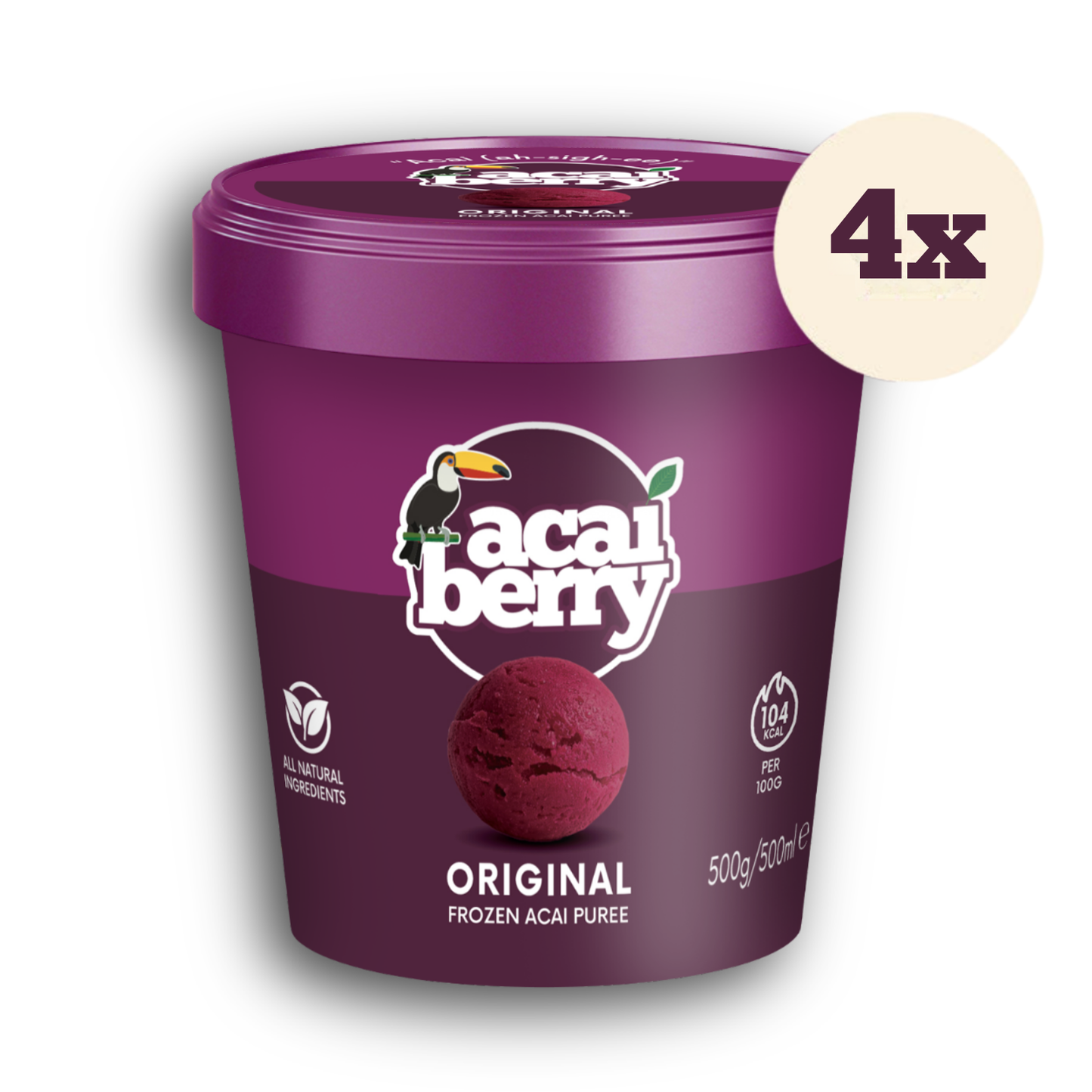 4 x Acai Berry tubs - 500ml